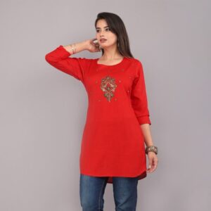 Ethnic Motifs Embellished Beads and Stones Kurtis