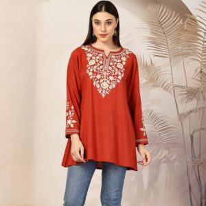 Qazmi Jasmine Kashimiri Aari Work A-Line Kurti