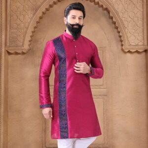 Precious Hot Pink Silk Kurta Pyjama